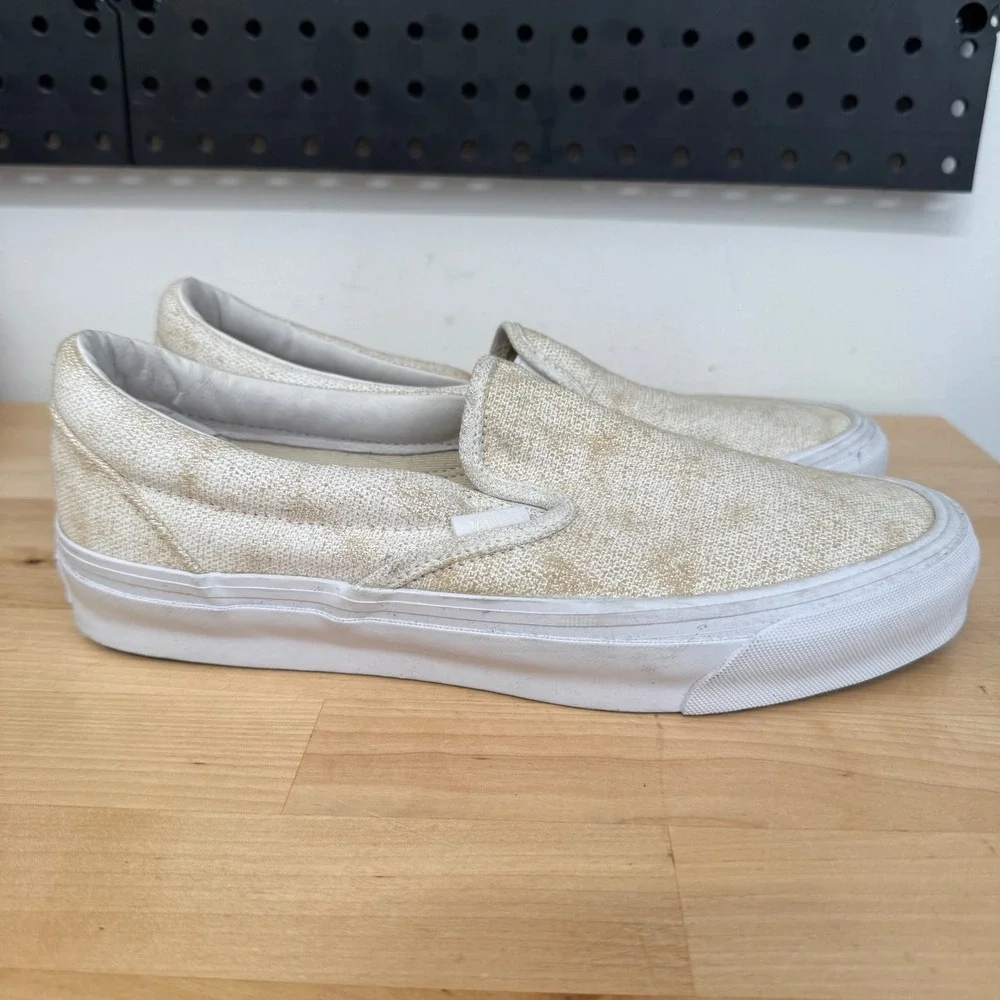 Vans OG Classic Slip-On LX Acid Wash Tan White Sneakers Mens 8 Womens 9.5 507452